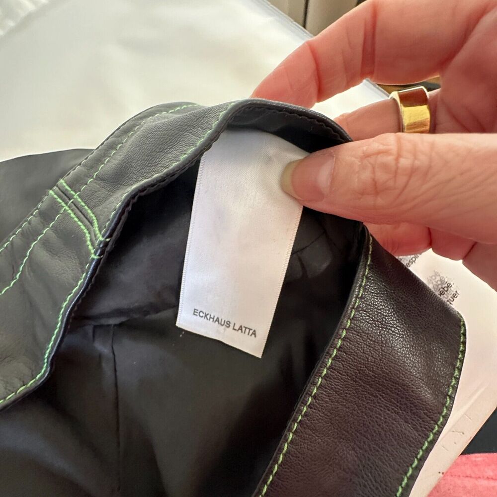 NWOT Eckhaus Latta Black Switch Halterneck Zip Top Tonal Stitch Scoop Neck Med - Picture 9 of 10